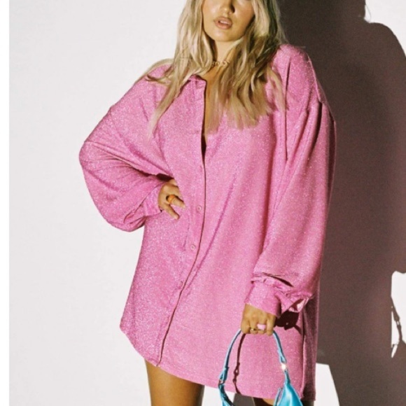 NWOT Princess Polly Pink EVOLVING SHIRT Button Down Dress - Picture 4 of 16